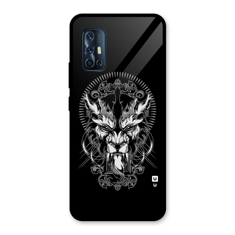 Pencil Art Lion Illustration Glass Back Case for Vivo V17