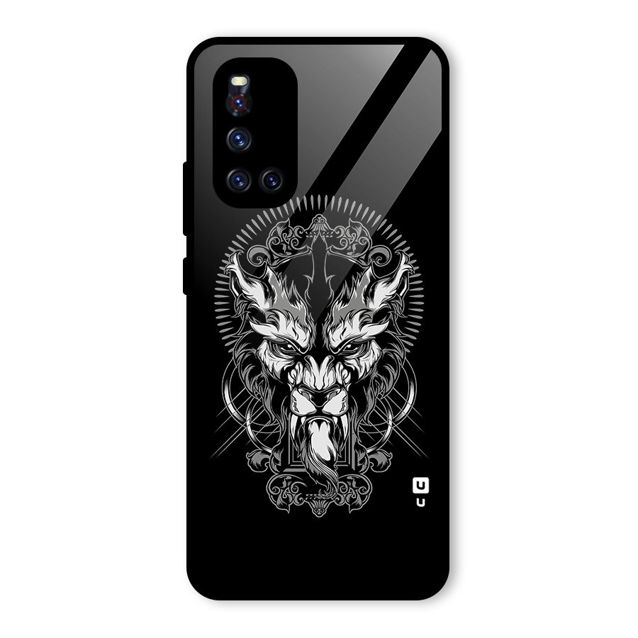 Pencil Art Lion Illustration Glass Back Case for Vivo V19