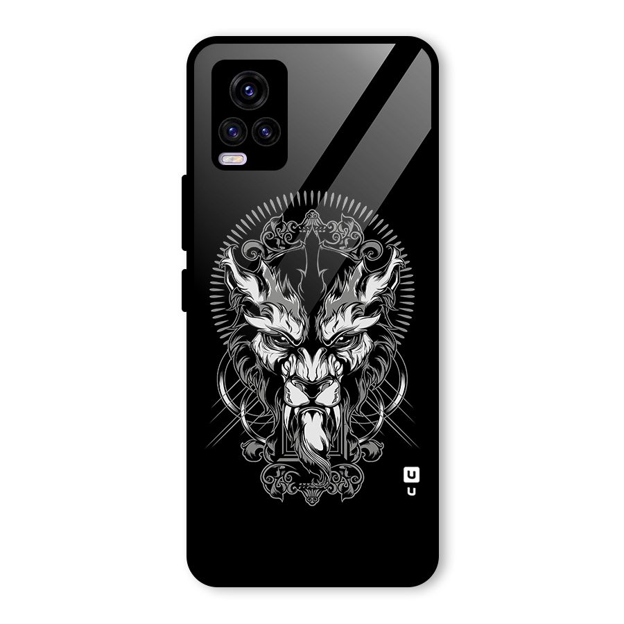 Pencil Art Lion Illustration Glass Back Case for Vivo V20