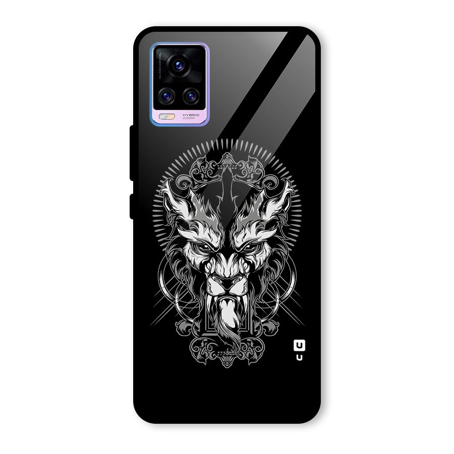 Pencil Art Lion Illustration Glass Back Case for Vivo V20 Pro