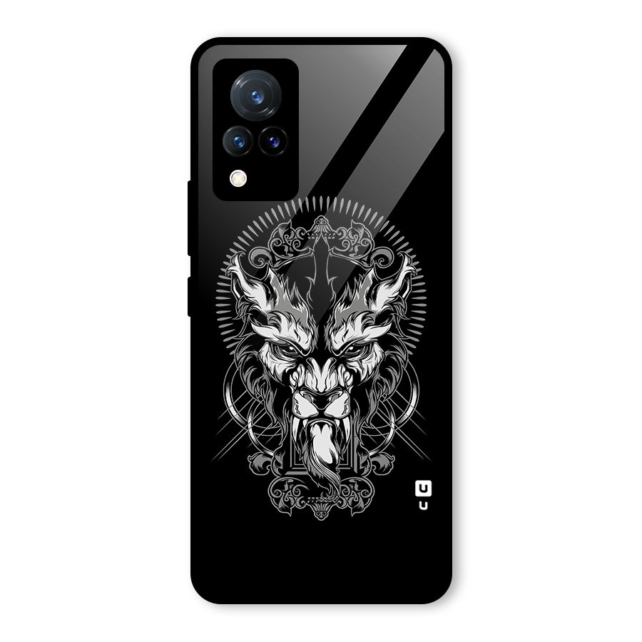 Pencil Art Lion Illustration Glass Back Case for Vivo V21 5G