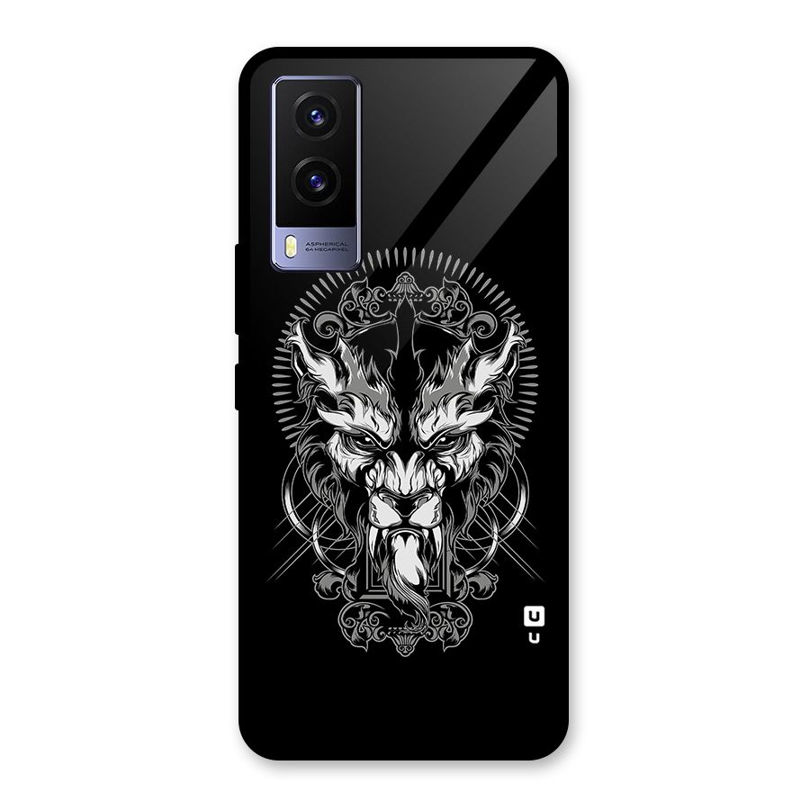 Pencil Art Lion Illustration Glass Back Case for Vivo V21e 5G