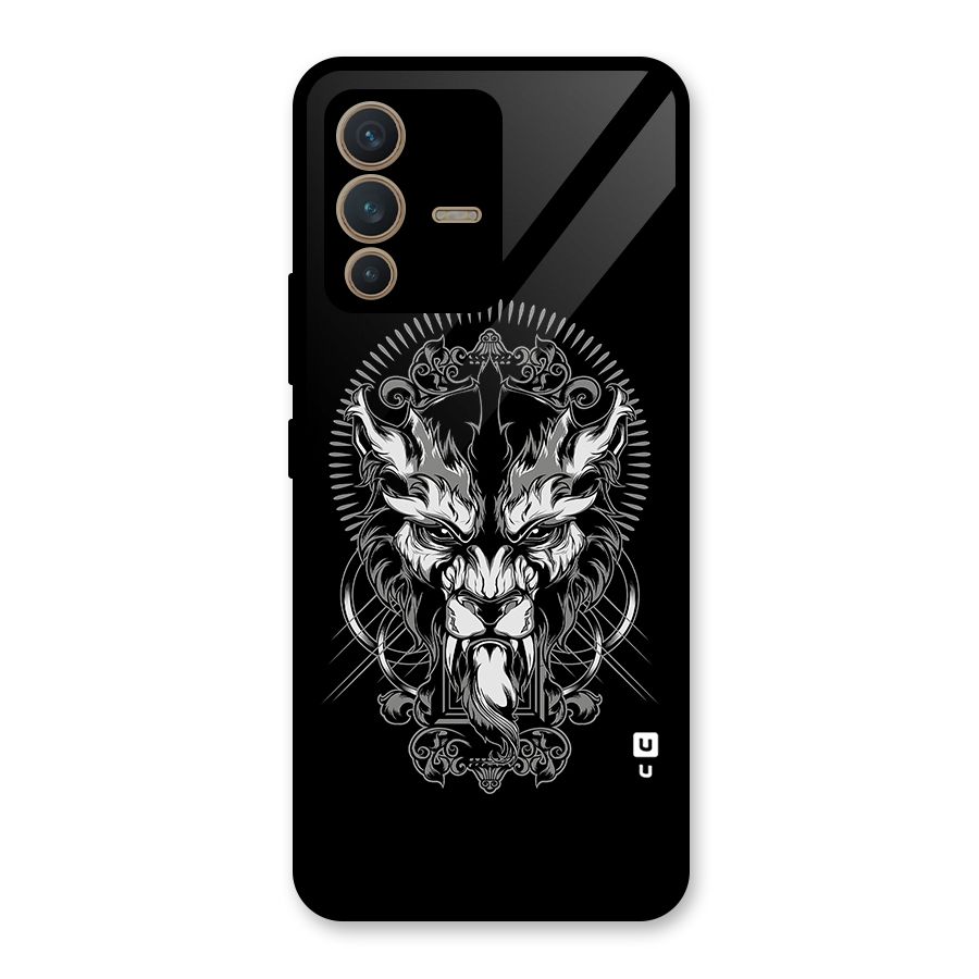 Pencil Art Lion Illustration Glass Back Case for Vivo V23 5G