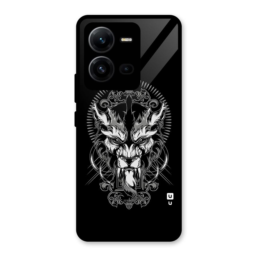 Pencil Art Lion Illustration Glass Back Case for Vivo V25