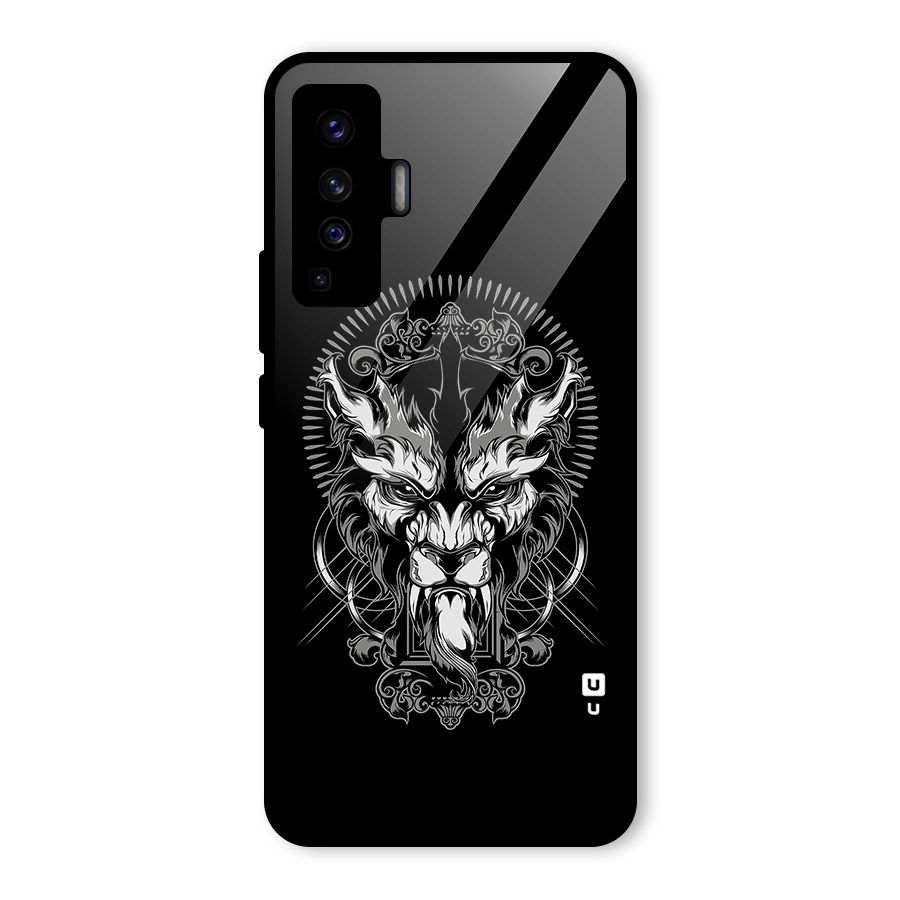 Pencil Art Lion Illustration Glass Back Case for Vivo X50