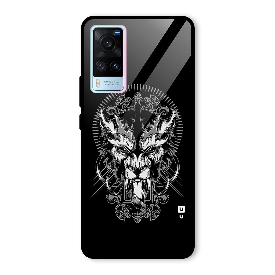 Pencil Art Lion Illustration Glass Back Case for Vivo X60