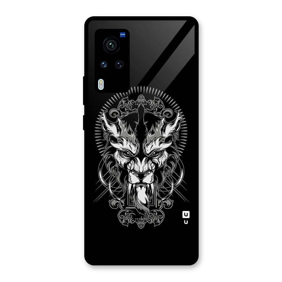 Pencil Art Lion Illustration Glass Back Case for Vivo X60 Pro