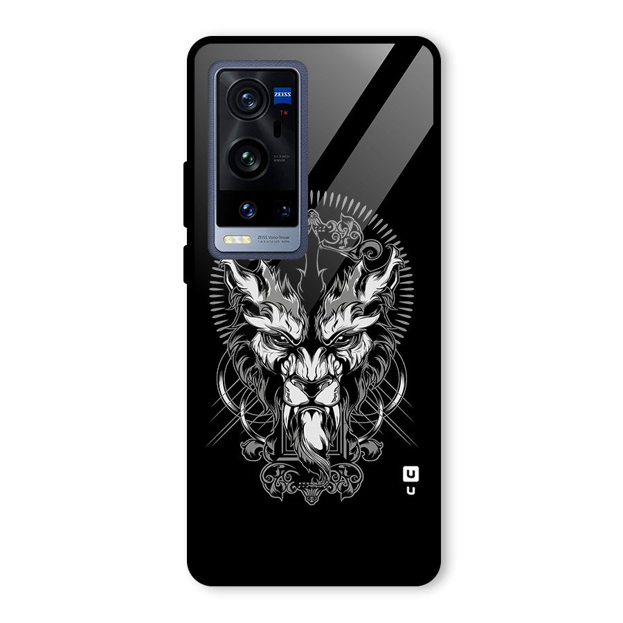 Pencil Art Lion Illustration Glass Back Case for Vivo X60 Pro Plus