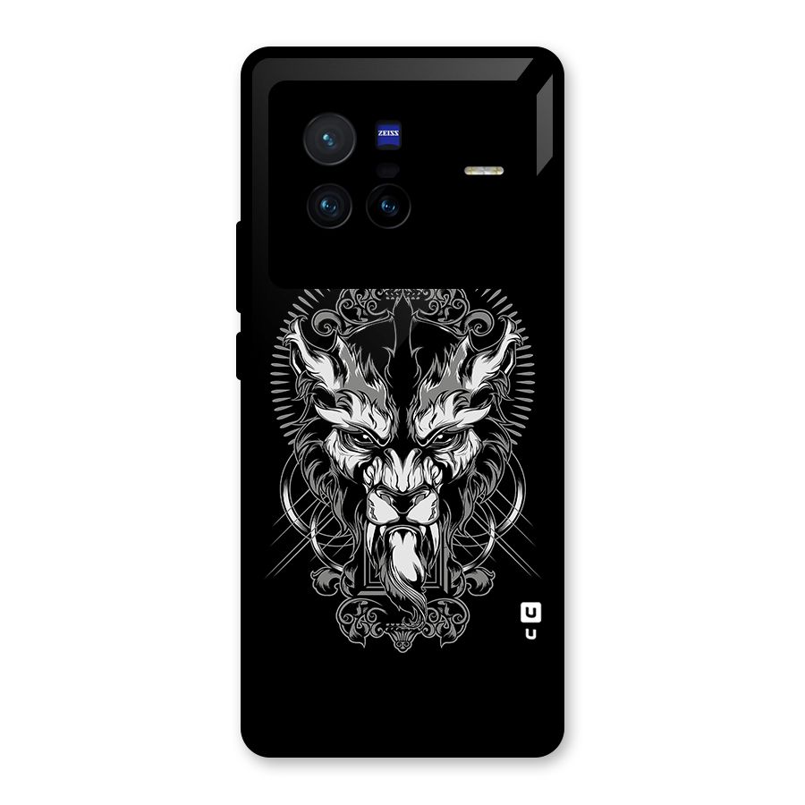 Pencil Art Lion Illustration Glass Back Case for Vivo X80