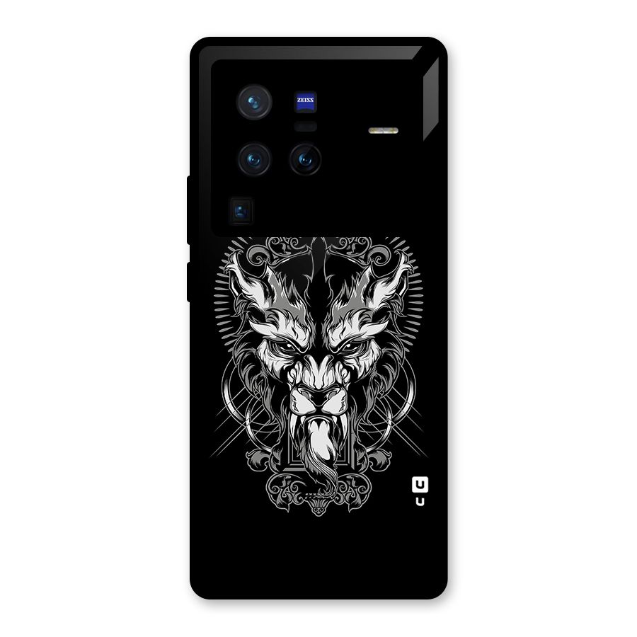 Pencil Art Lion Illustration Glass Back Case for Vivo X80 Pro