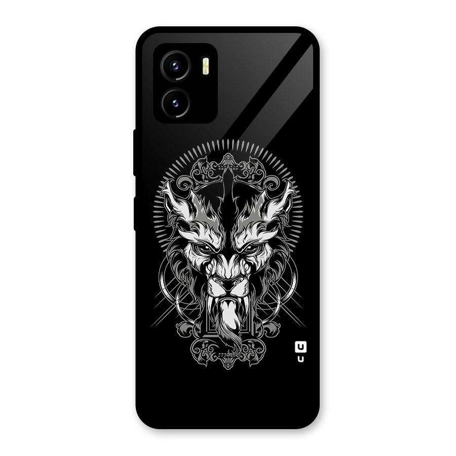 Pencil Art Lion Illustration Glass Back Case for Vivo Y15s