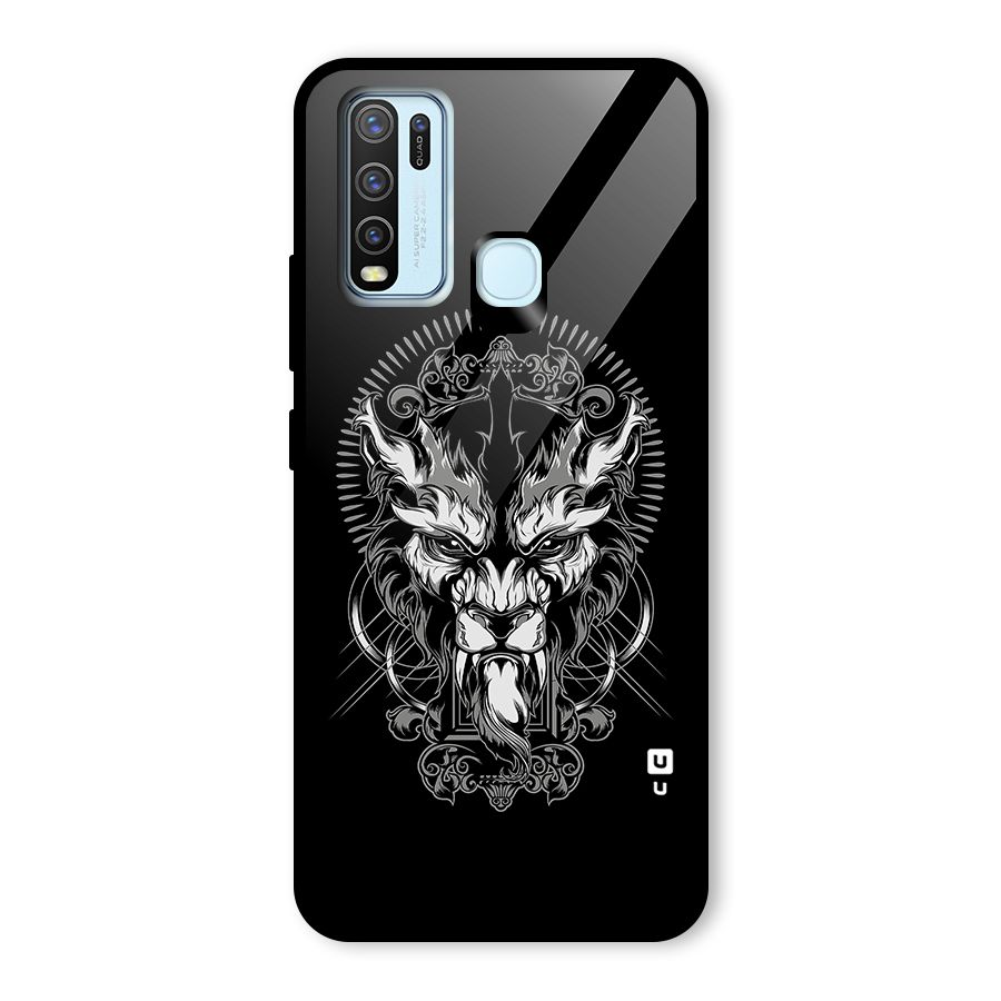 Pencil Art Lion Illustration Glass Back Case for Vivo Y30