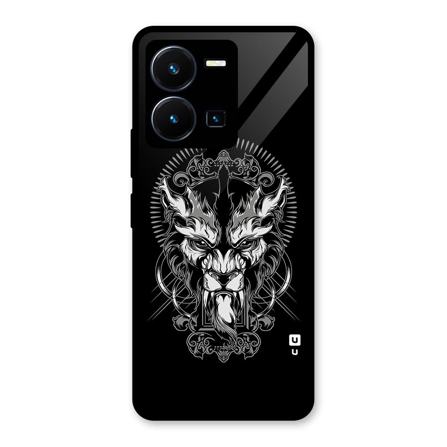 Pencil Art Lion Illustration Glass Back Case for Vivo Y35