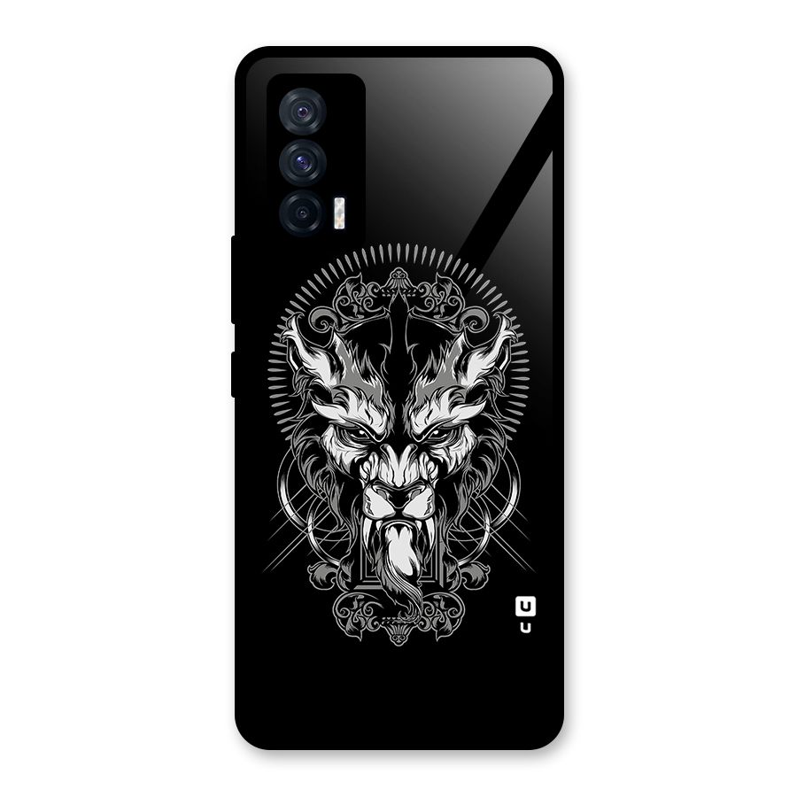Pencil Art Lion Illustration Glass Back Case for Vivo iQOO 7 5G