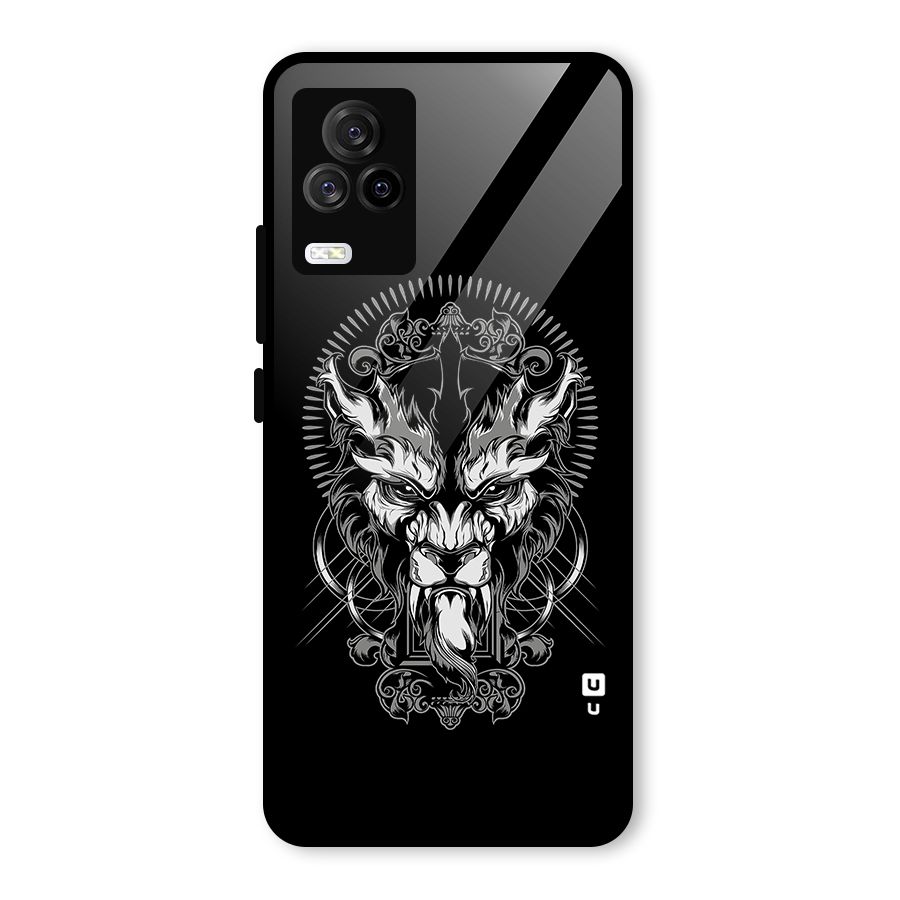 Pencil Art Lion Illustration Glass Back Case for Vivo iQOO 7 Legend 5G