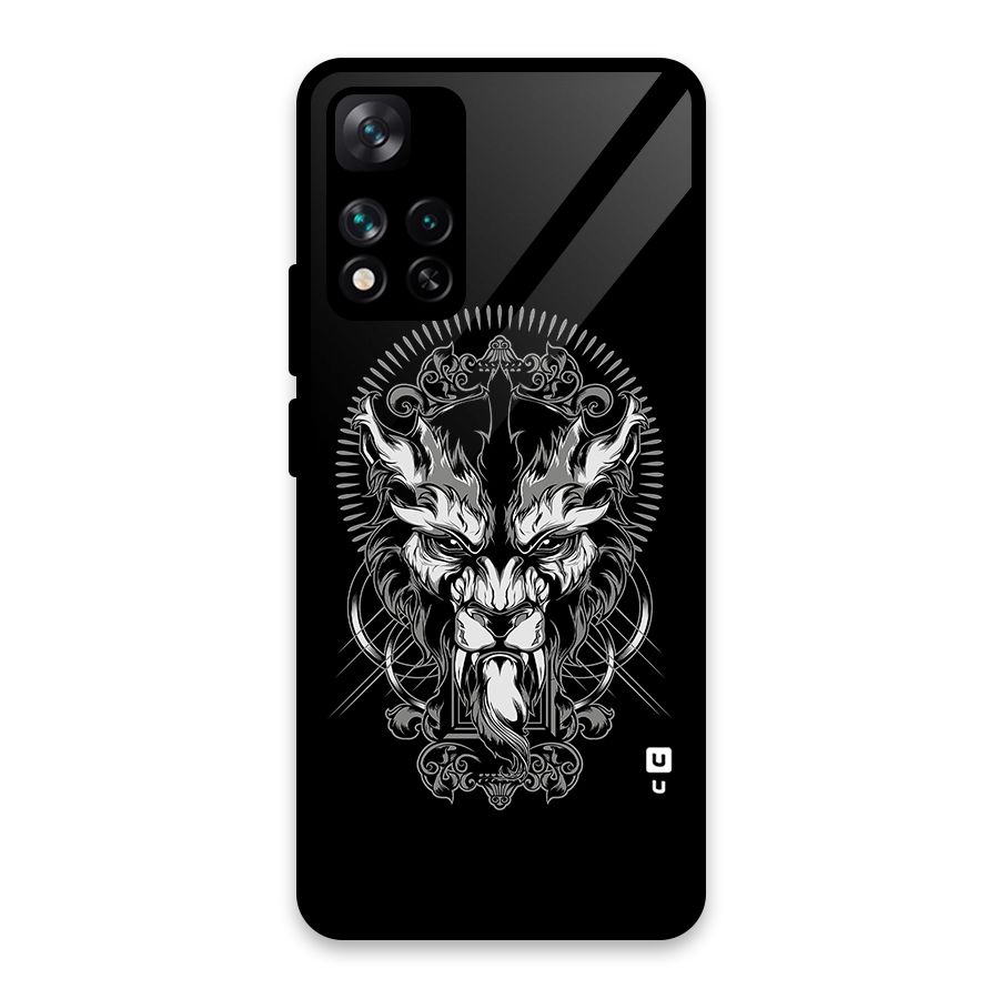 Pencil Art Lion Illustration Glass Back Case for Xiaomi 11i HyperCharge 5G