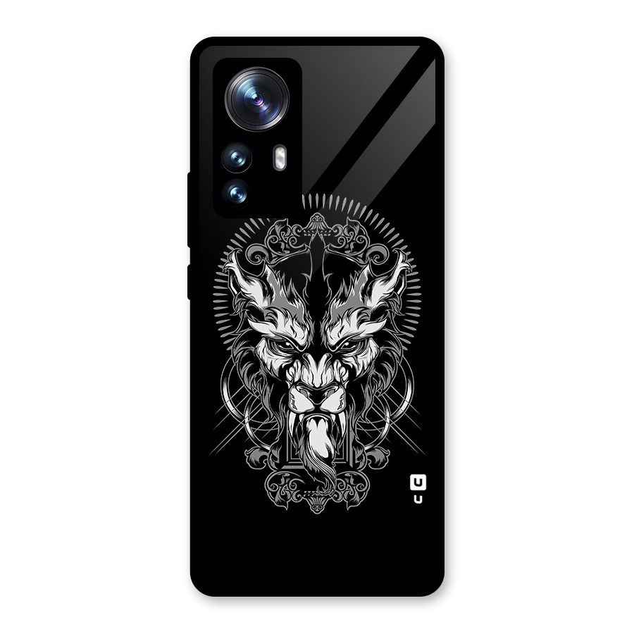Pencil Art Lion Illustration Glass Back Case for Xiaomi 12 Pro
