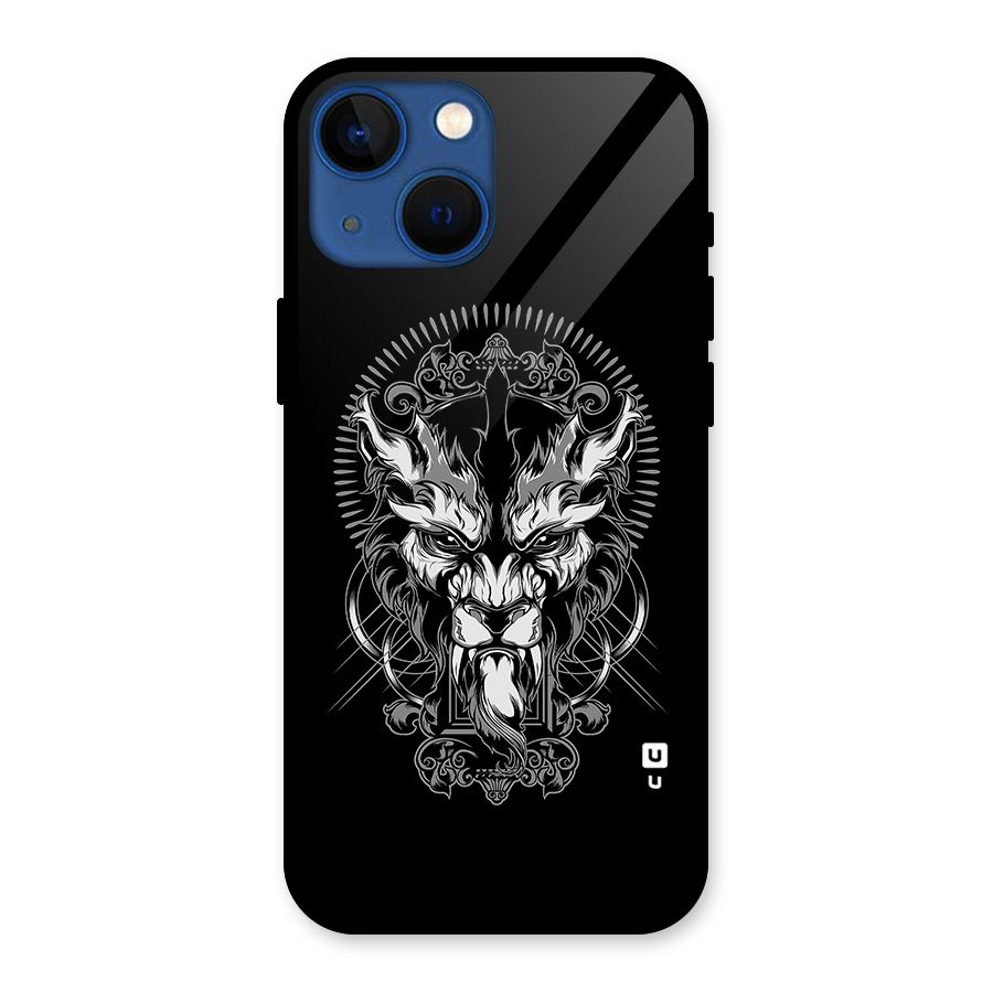 Pencil Art Lion Illustration Glass Back Case for iPhone 13 Mini
