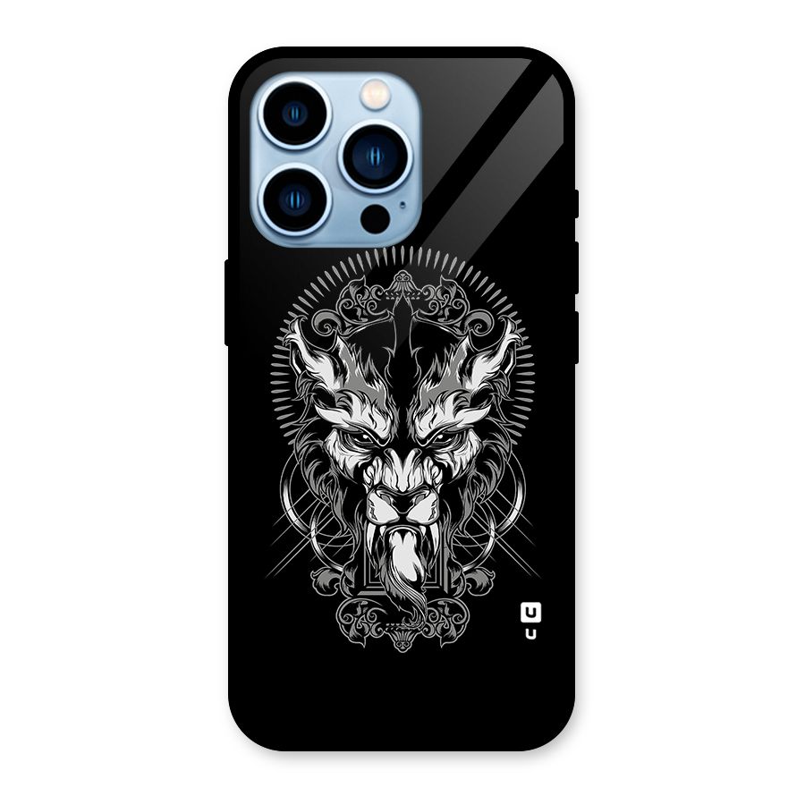 Pencil Art Lion Illustration Glass Back Case for iPhone 13 Pro