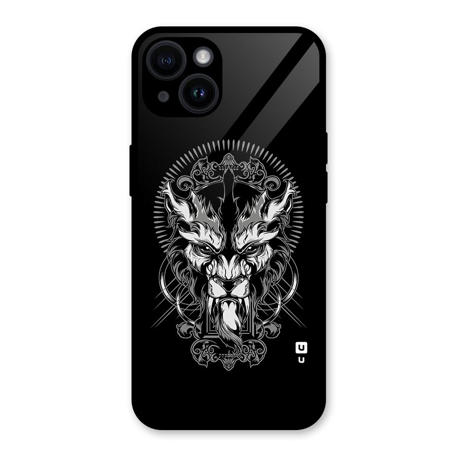 Pencil Art Lion Illustration Glass Back Case for iPhone 14