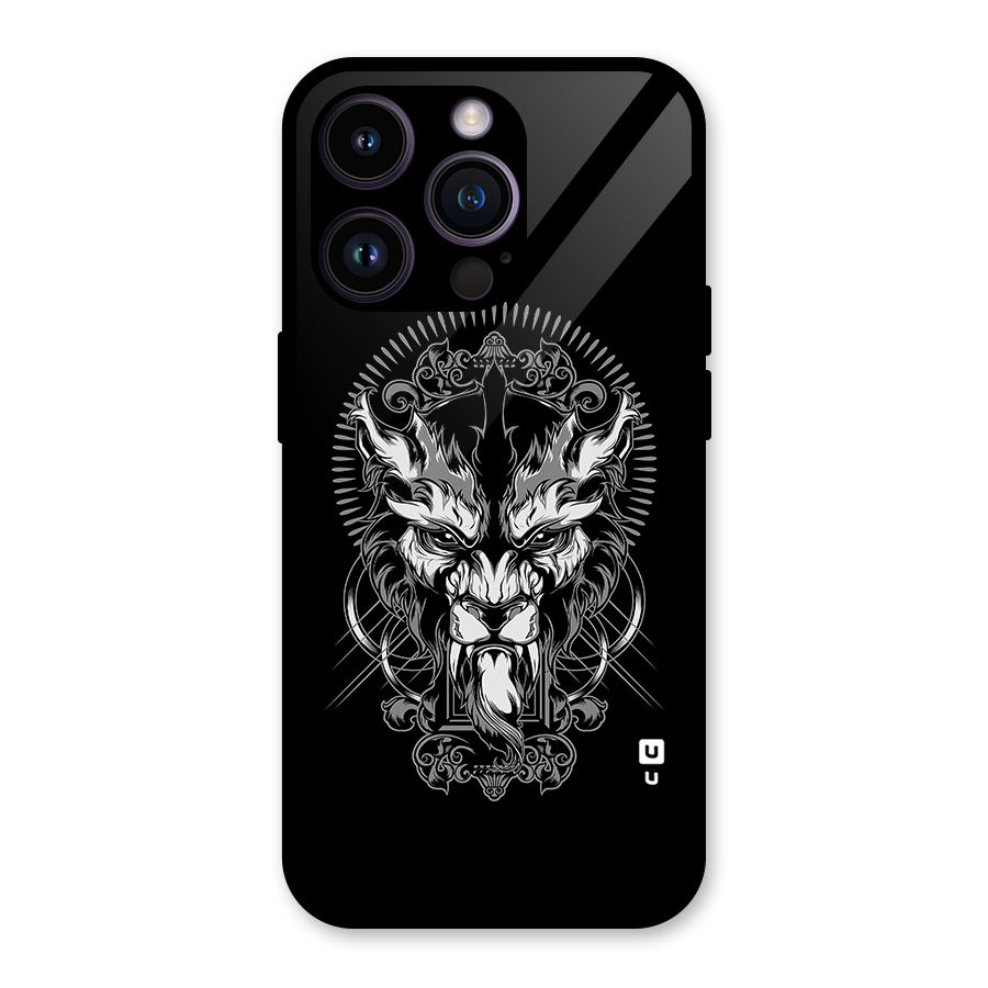 Pencil Art Lion Illustration Glass Back Case for iPhone 14 Pro