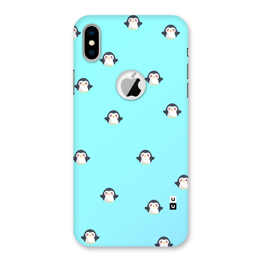 Penguins Pattern Print Back Case for iPhone XS Logo Cut