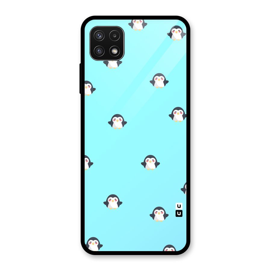Penguins Pattern Print Glass Back Case for Galaxy A22 5G