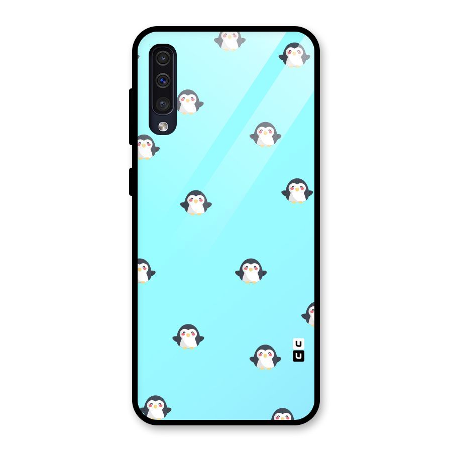 Penguins Pattern Print Glass Back Case for Galaxy A30s