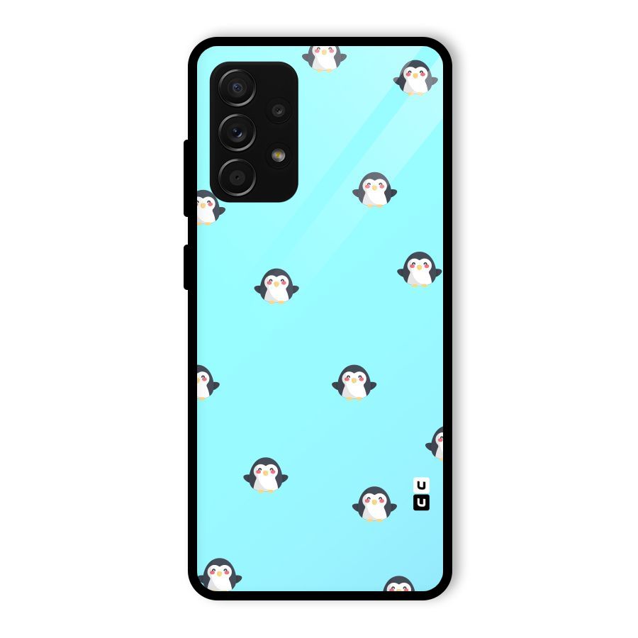 Penguins Pattern Print Glass Back Case for Galaxy A53 5G