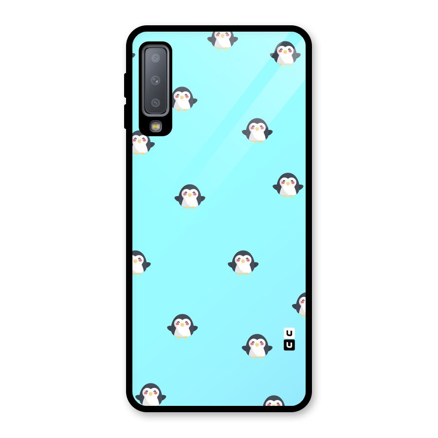 Penguins Pattern Print Glass Back Case for Galaxy A7 (2018)