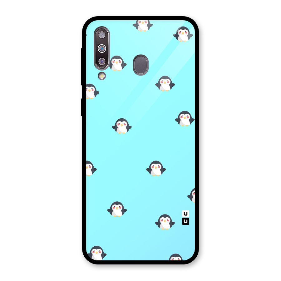 Penguins Pattern Print Glass Back Case for Galaxy M30
