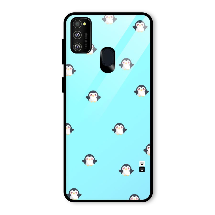 Penguins Pattern Print Glass Back Case for Galaxy M30s