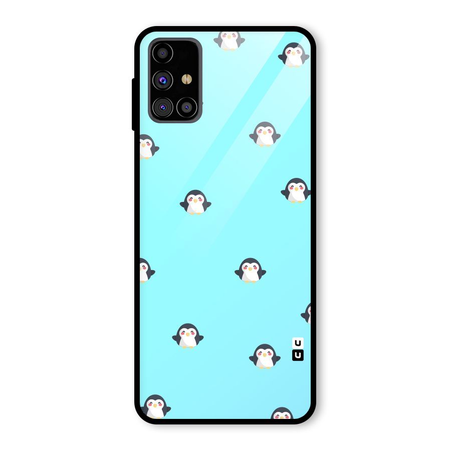 Penguins Pattern Print Glass Back Case for Galaxy M31s
