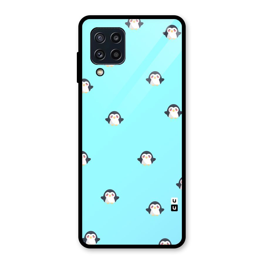 Penguins Pattern Print Glass Back Case for Galaxy M32