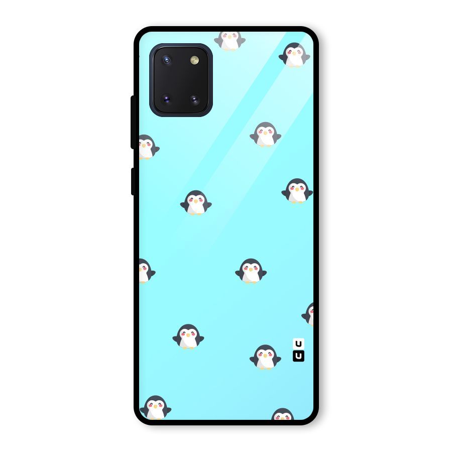 Penguins Pattern Print Glass Back Case for Galaxy Note 10 Lite