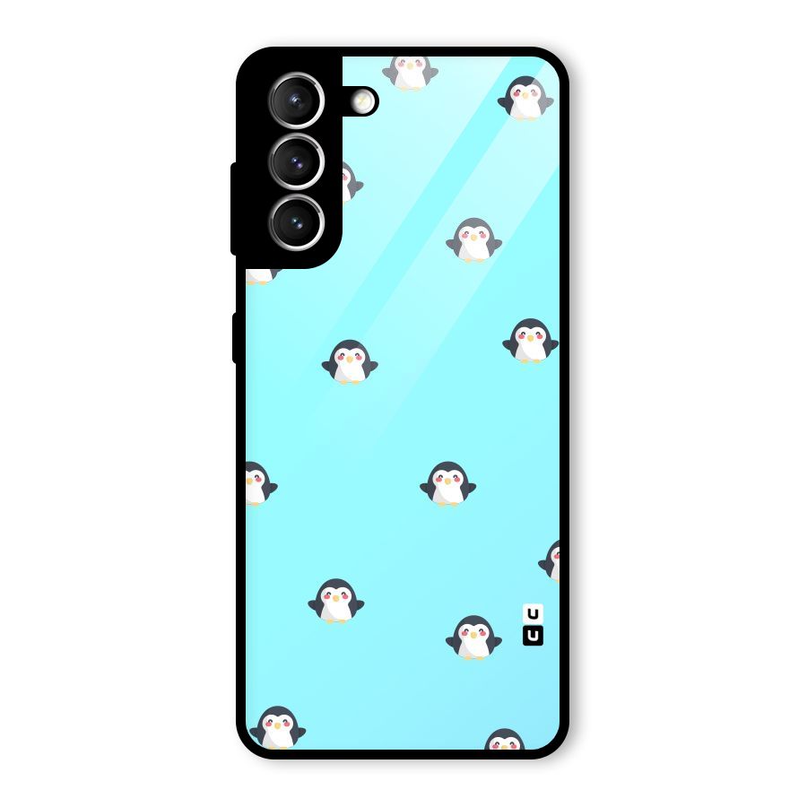 Penguins Pattern Print Glass Back Case for Galaxy S21 5G