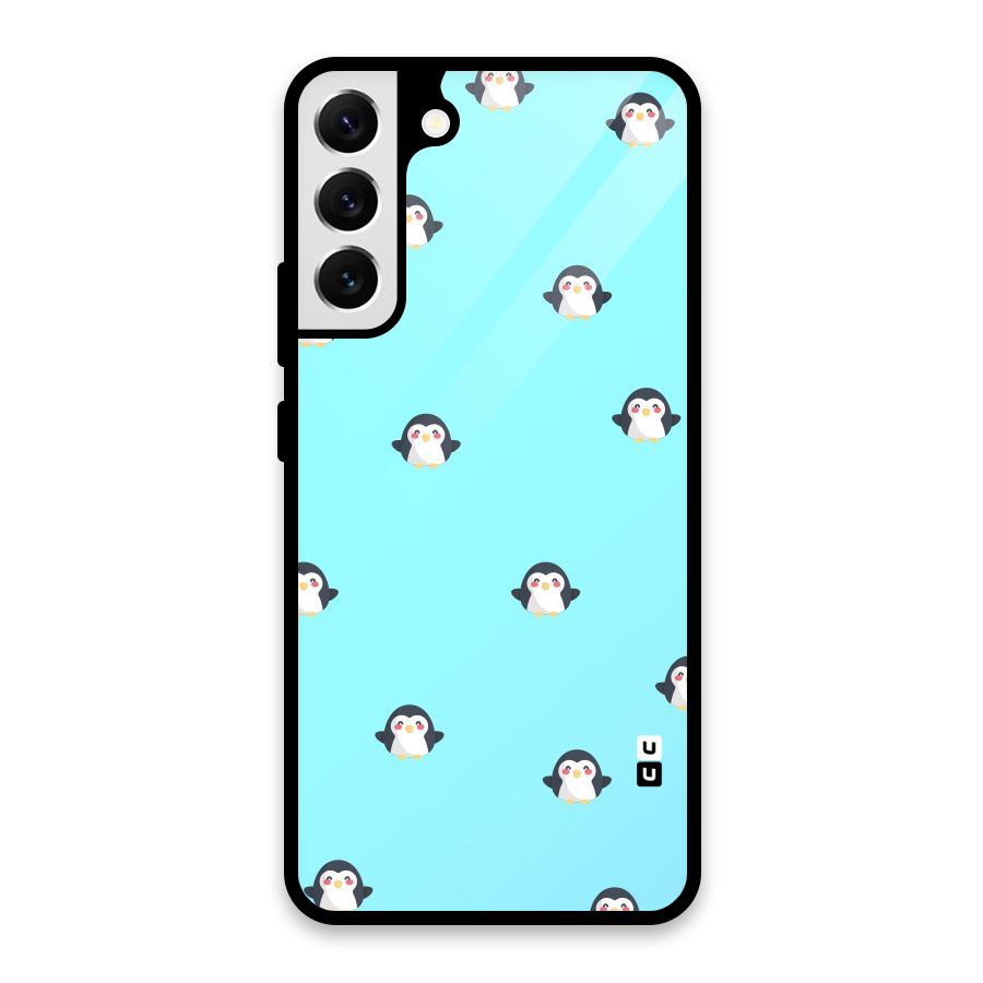 Penguins Pattern Print Glass Back Case for Galaxy S22 Plus 5G