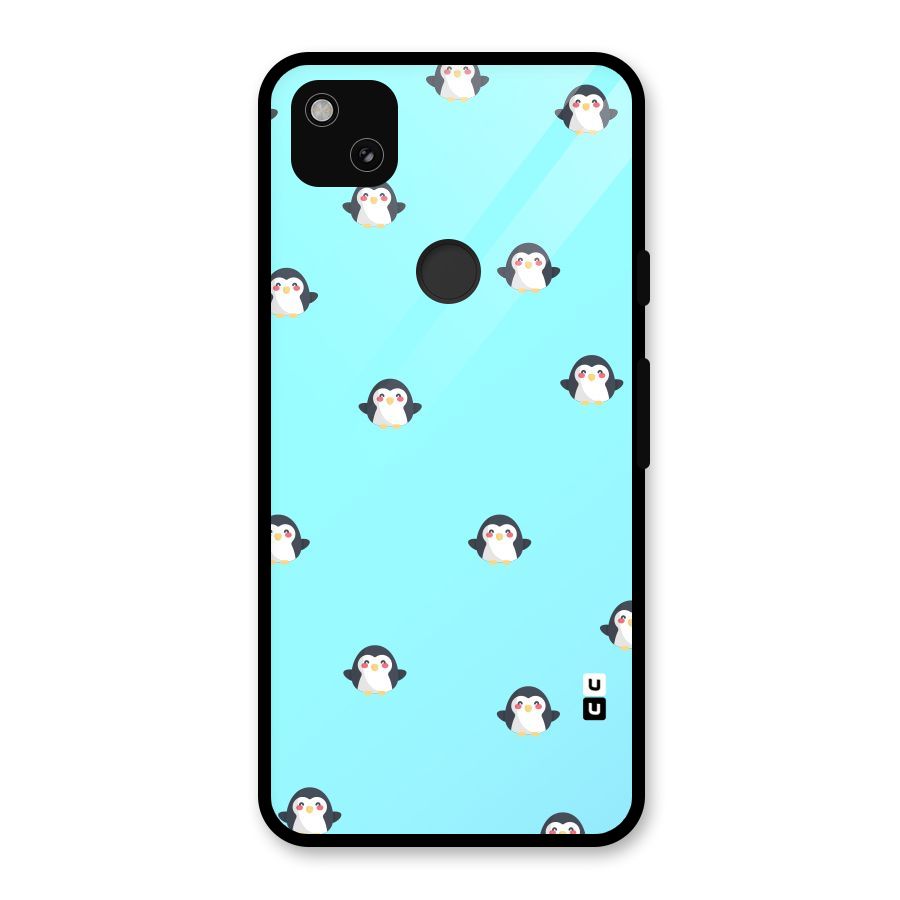 Penguins Pattern Print Glass Back Case for Google Pixel 4a