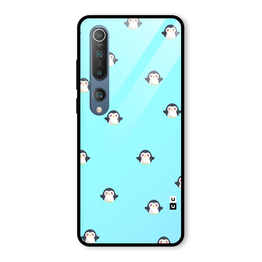 Penguins Pattern Print Glass Back Case for Mi 10
