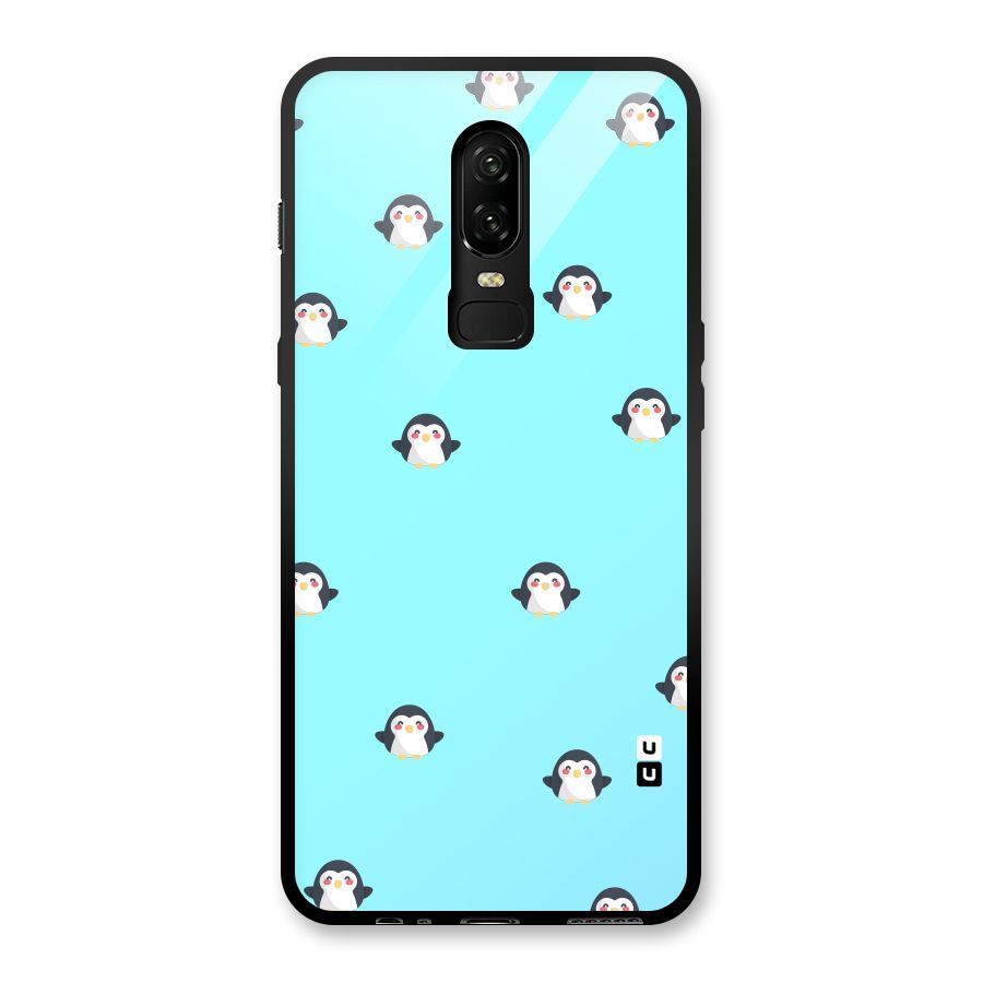 Penguins Pattern Print Glass Back Case for OnePlus 6