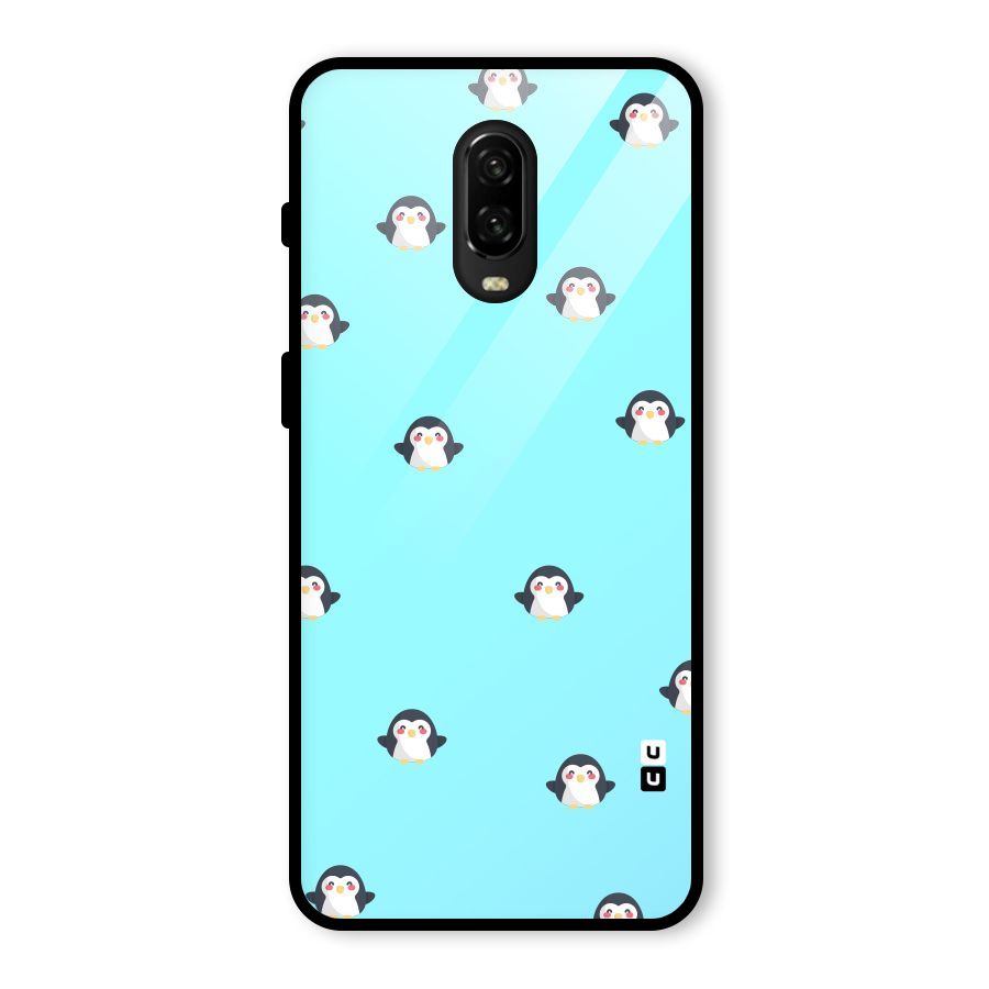 Penguins Pattern Print Glass Back Case for OnePlus 6T