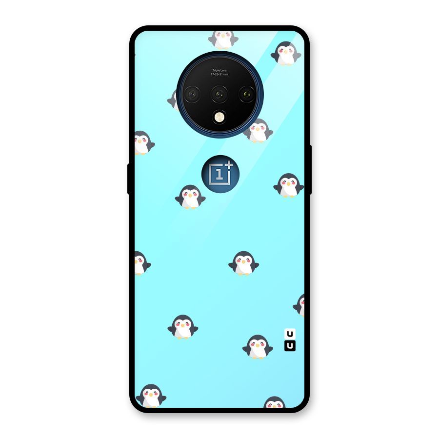 Penguins Pattern Print Glass Back Case for OnePlus 7T