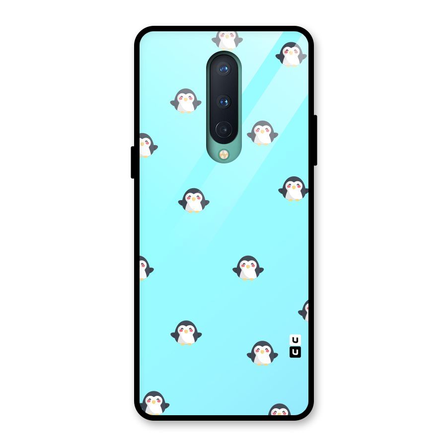 Penguins Pattern Print Glass Back Case for OnePlus 8