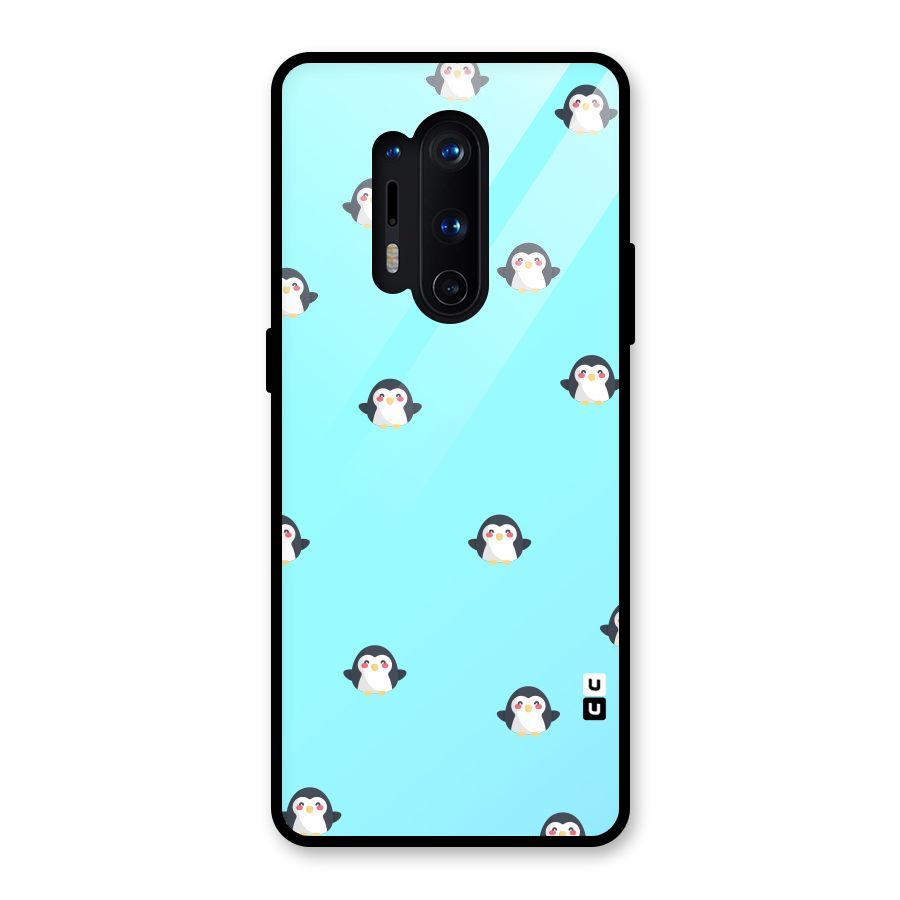 Penguins Pattern Print Glass Back Case for OnePlus 8 Pro