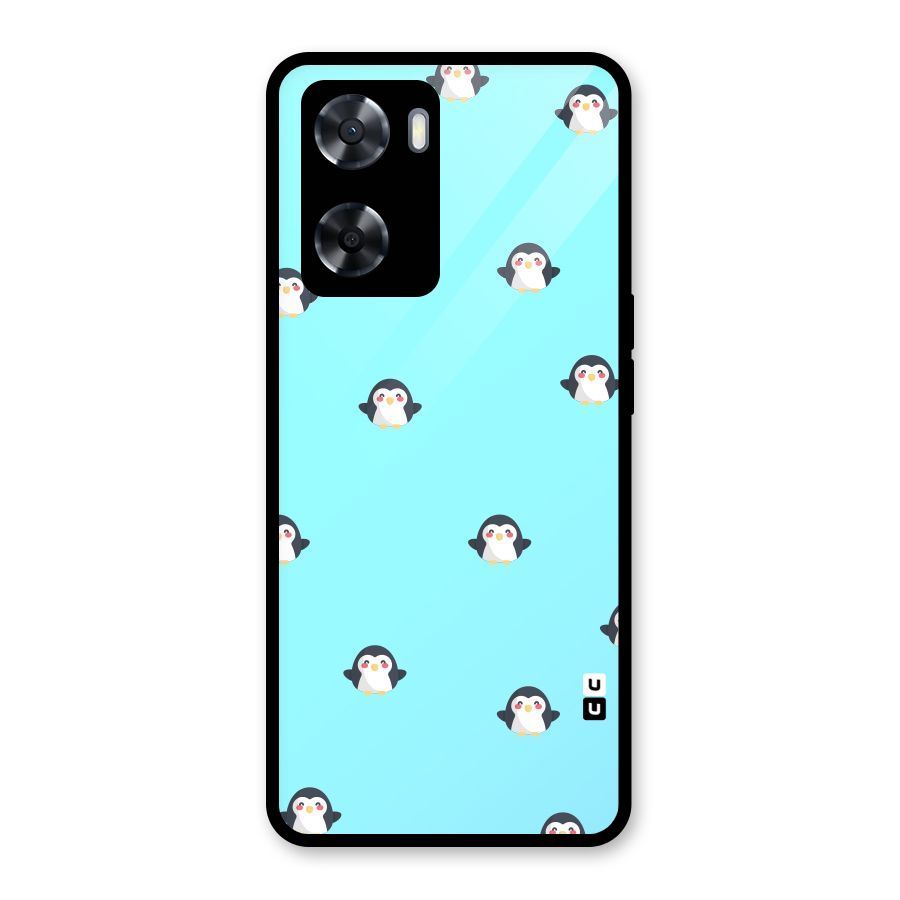 Penguins Pattern Print Glass Back Case for Oppo A57 2022