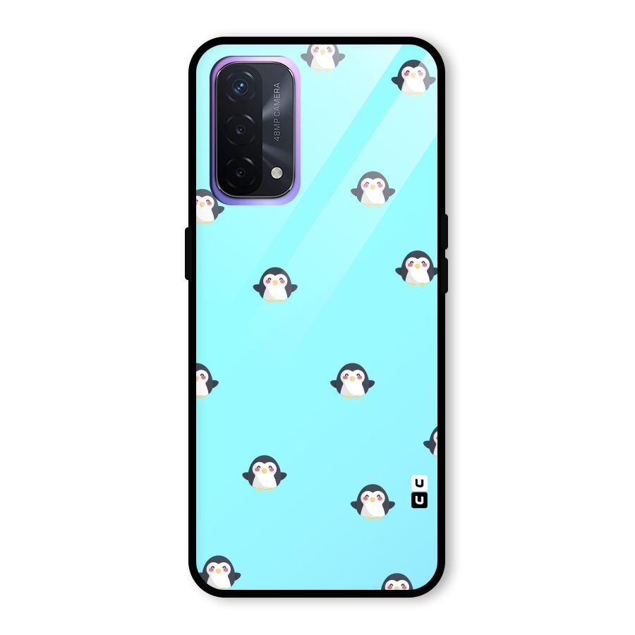 Penguins Pattern Print Glass Back Case for Oppo A74 5G