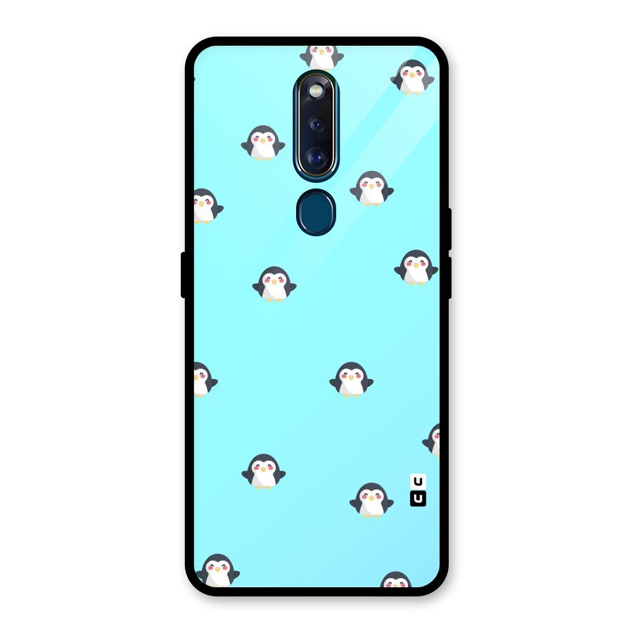 Penguins Pattern Print Glass Back Case for Oppo F11 Pro
