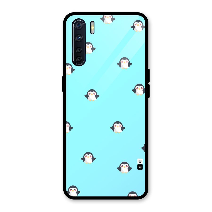 Penguins Pattern Print Glass Back Case for Oppo F15