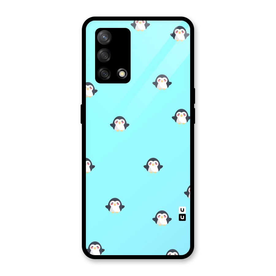 Penguins Pattern Print Glass Back Case for Oppo F19