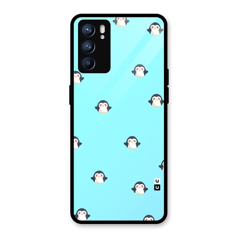 Penguins Pattern Print Glass Back Case for Oppo Reno6 5G